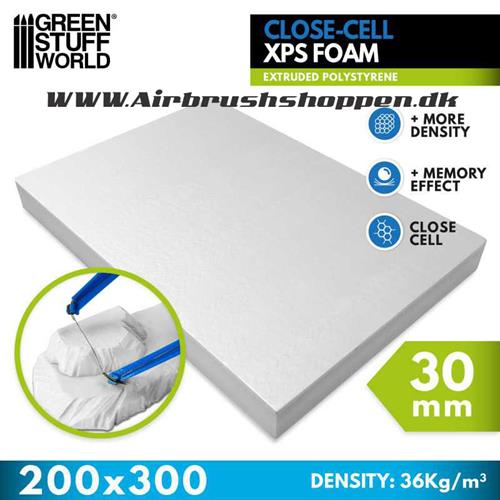 XPS SKUM, Closed cell XPS foam tykkelse 30mm - 20x30 cm. 1 STK.